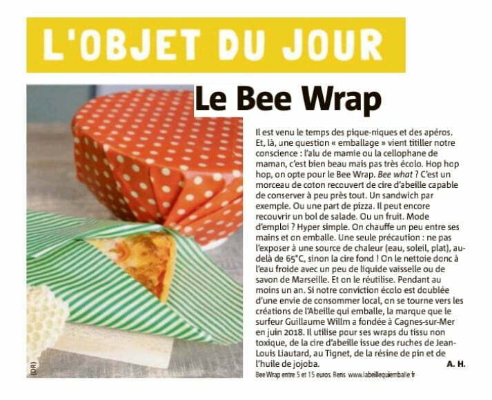 L'objet du jour : Le Bee wrap (Nice Matin 1er juillet 2020)