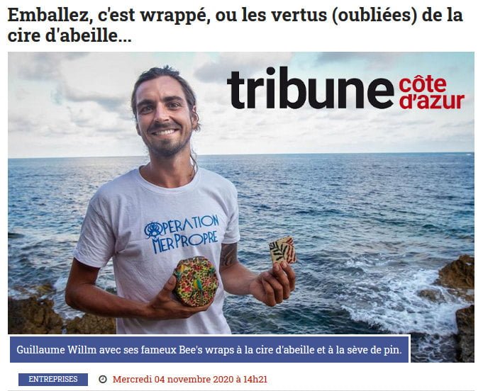 Emballez, c'est wrappé, ou les vertus (oubliées) de la cire d'abeille... article de Tribuca (Tribune Côte d'Azur)