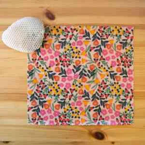 bee wrap taille Small - Fleurs rouge, rose et orange - L'abeille qui emballe