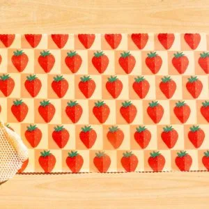 Bee wrap baguette (XL) - Fraises - L'abeille qui emballe